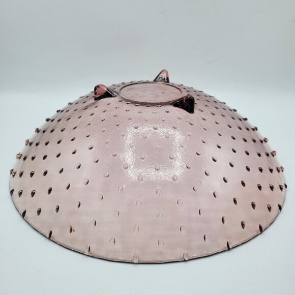 Vintage Footed Light Cranberry Centerpiece Bowl Hobnail Boho Fall Cape Cod - Picture 4 of 10